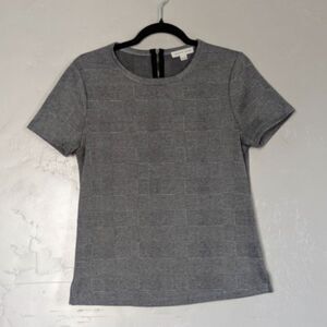 Abbey Rose Top Womens‎ Small Black White Houndstooth Short Sleeve Career USA